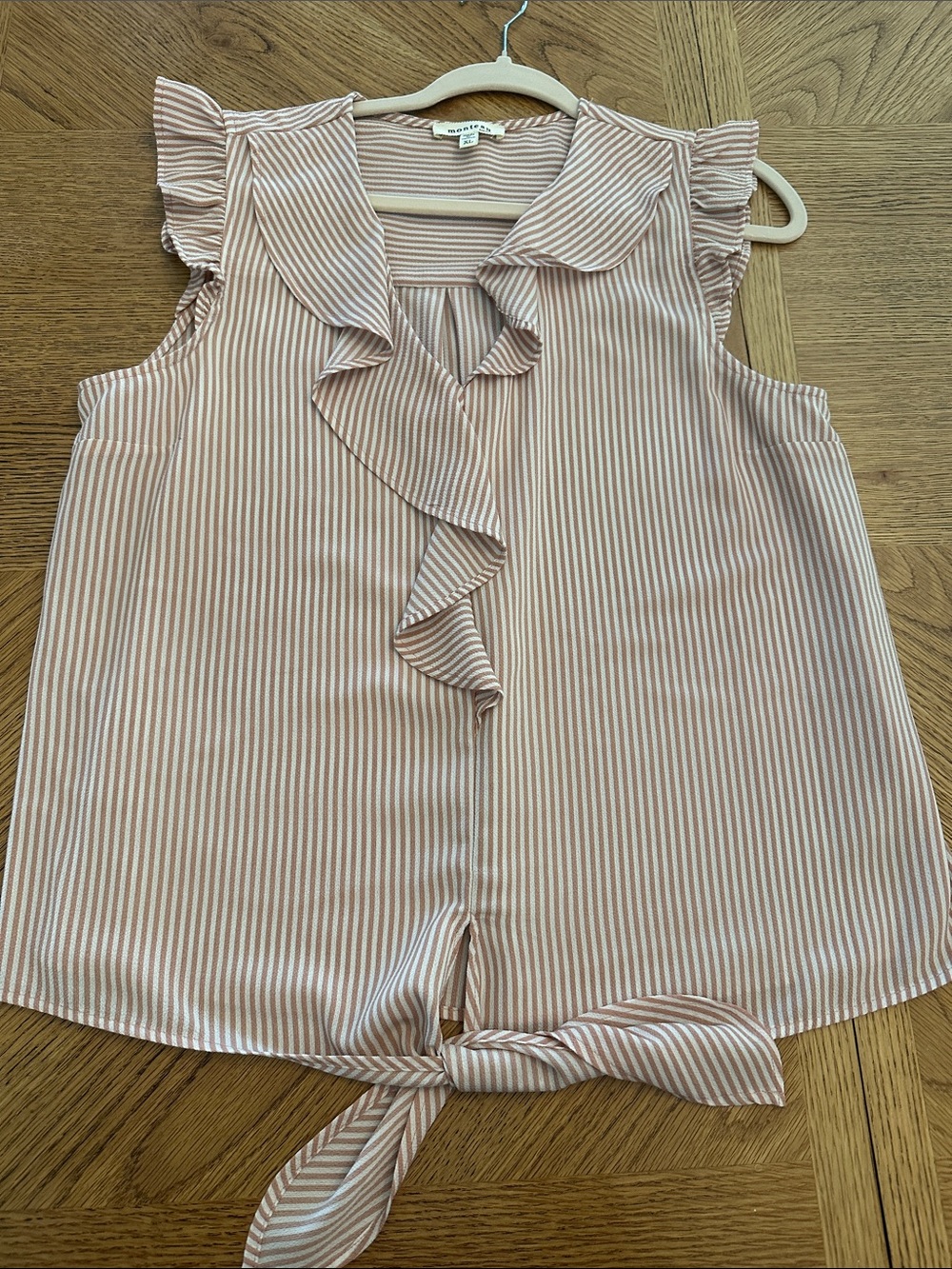Monteau Pink and White Striped Tee